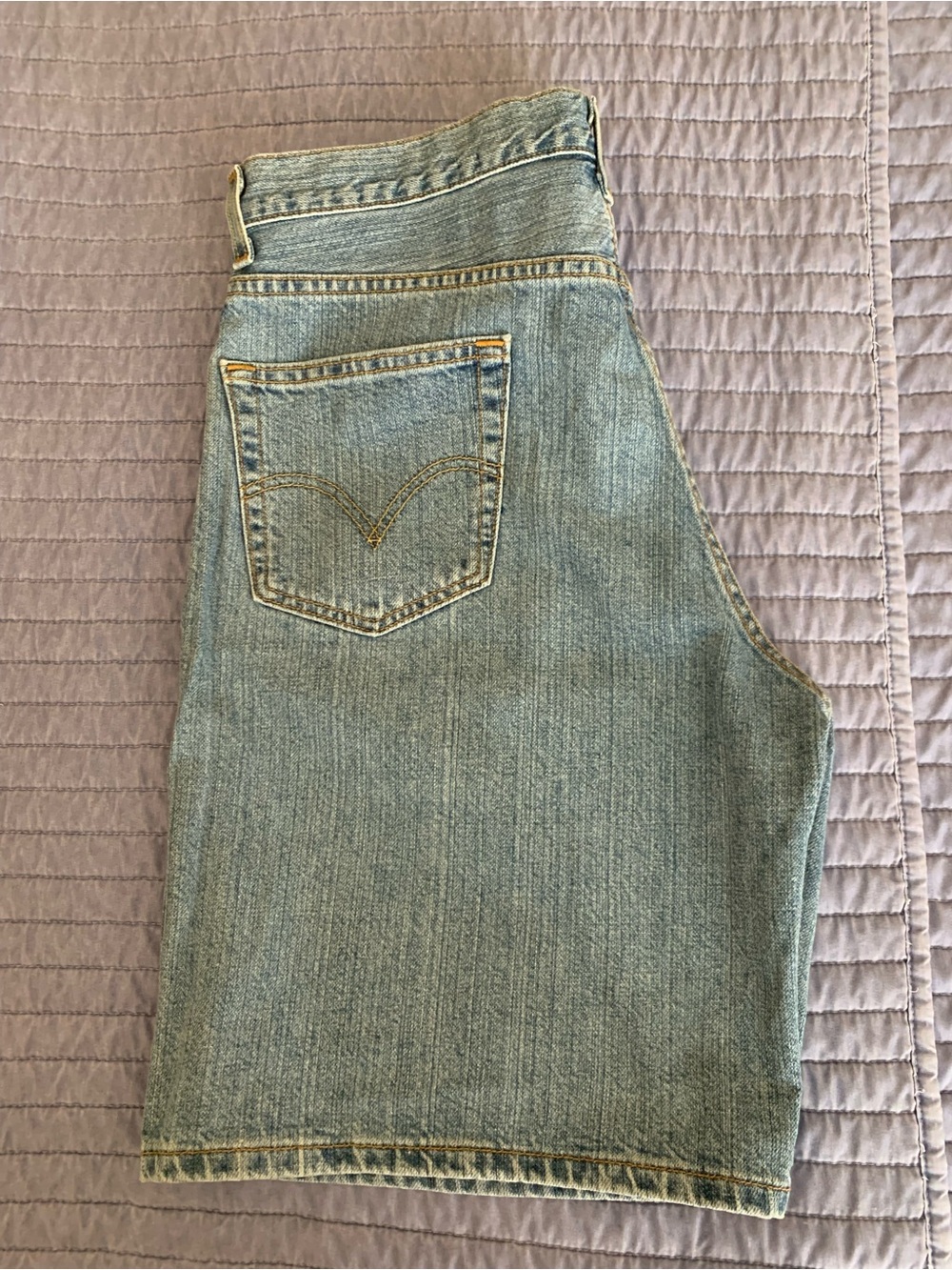Men's Light Blue Denim Jean Shorts - Classic Five-Pocket - Picture 3 of 3
